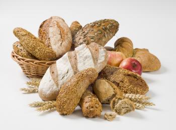 Various types of bread and rolls - studio