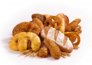 Various types of bread and rolls - studio