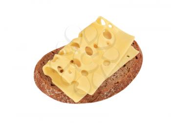Slice of brown bread and Swiss cheese