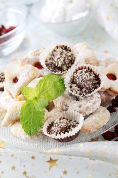 Variety of Christmas cookies and chocolate treats 