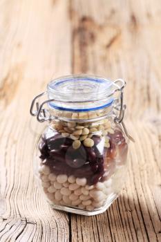 Dry beans and lentils in a jar