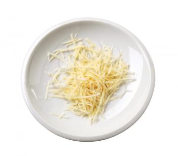 Heap of grated cheese on a plate