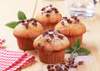 Muffins topped with chocolate shavings - still life