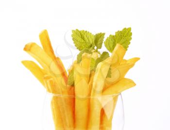French fries in a glass