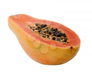 Half a ripe papaya fruit - cutout
