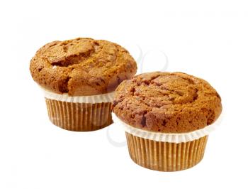 Two pumpkin muffins isolated on white