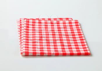 Red and white checked table linen