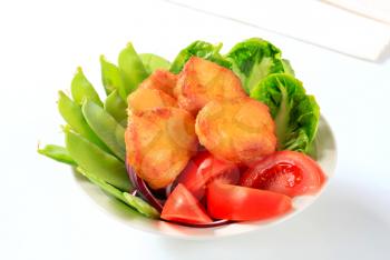 Savory fritters with fresh vegetables