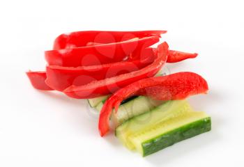 Fresh red bell pepper and zucchini sticks