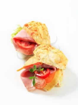 Ham and cheese sandwiches - studio shot