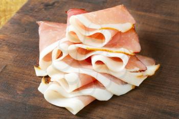 Delicious dry-cured ham sliced paper thin