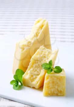 Pieces of Italian hard cheese