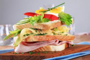 Ham and cheese double decker sandwich