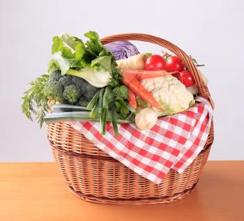 Variety of fresh vegetables in a basket