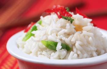 Bowl of white rice - detail