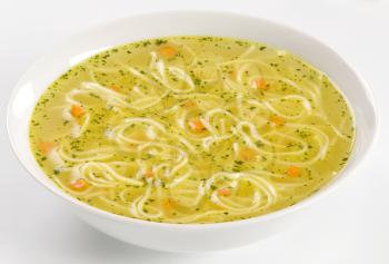 Chicken stock with noodles
