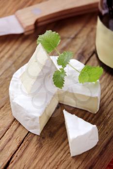 Soft cheese covered with edible white mold