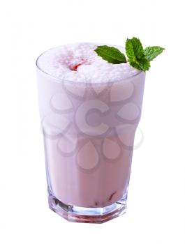 Strawberry milkshake in a tall glass