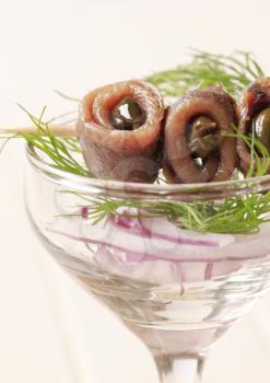 Rolled Fillets of Anchovies with Capers