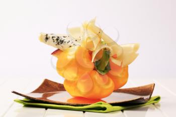 Yellow bell pepper and two kinds of cheese