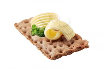 Brown crisp bread and butter - cutout