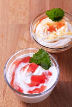 Creme fraiche or yogurt with jam