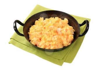 Scrambled eggs ready in a pan