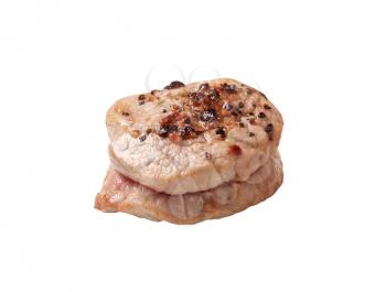Pan roasted pork tenderloin medallion seasoned on top