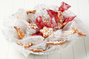 Gingerbread cookies on decorative cloth