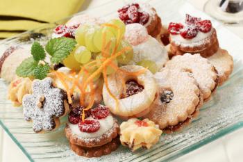 Variety of homemade Christmas cookies on plate