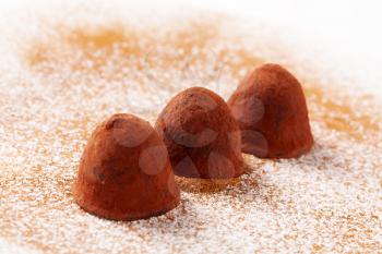 Chocolate truffles coated in cocoa powder