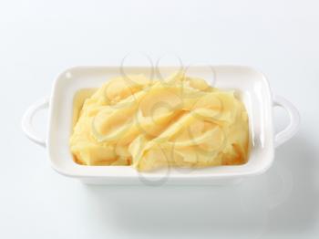 Mashed potato in a porcelain dish