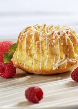 Closeup of a small lemon ring cake