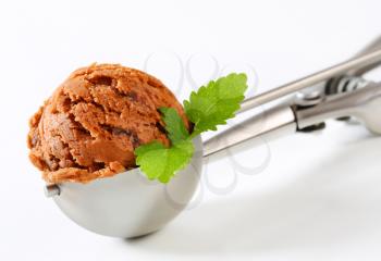 Scoop of chocolate fudge ice cream