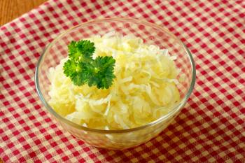 Sauerkraut in a glass bowl