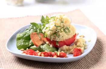 Vegetarian appetizer - Tomato stuffed with couscous