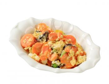 Bowl of mixed vegetables and scrambled egg