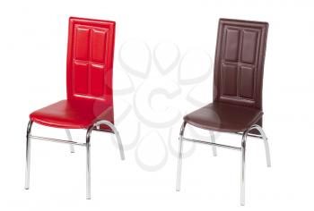 Two contemporary high backrest dining chairs - isolated