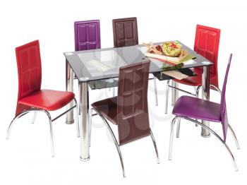 Glass top dining table and chairs - isolated