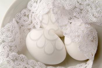 Snow white eggs and lace
