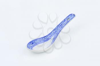 Blue patterned Asian soup spoon