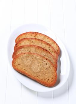 Pan fried slices of continental bread 