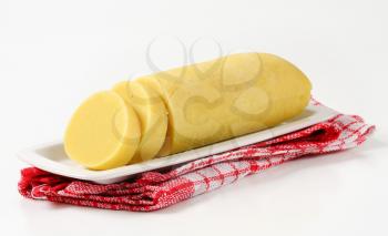 Loaf-shaped potato dumpling - two slices cut off