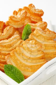Italian puff pastry cookies coated with sugar