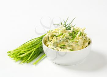 Bowl of homemade chive butter