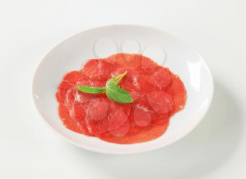 Thinly sliced raw beef meat 