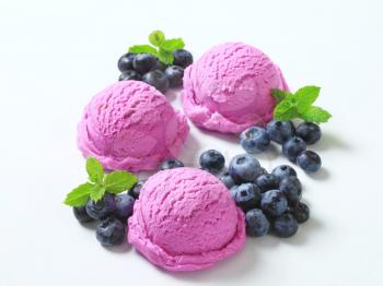 Scoops of blueberry ice cream 