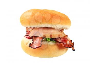 Bread bun with grilled chicken and bacon