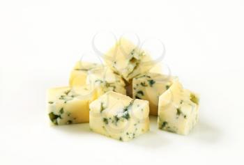 Diced blue cheese - studio shot