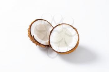 Fresh coconut cut in half